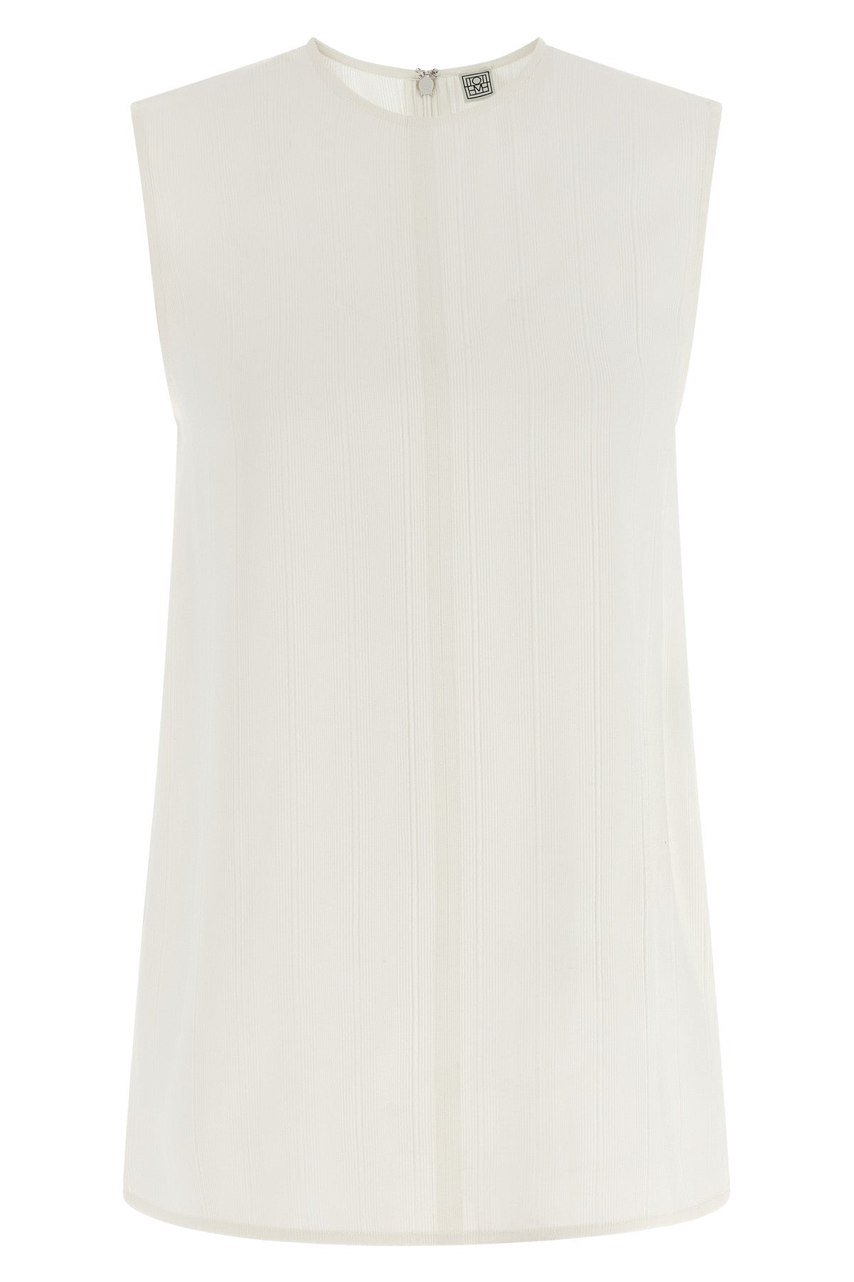 TOTEME 34 top in viscose and fluid linen blend characterized by embossed stripes