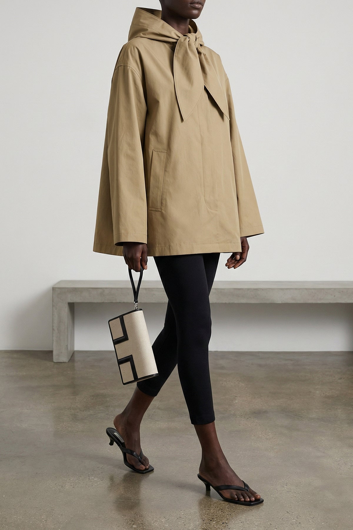 TOTEME OS t-flap envelope cotton and linen blend canvas clutch bag