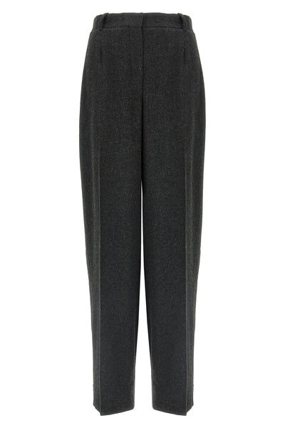 wide flannel trousers in lightweight mélange flannel