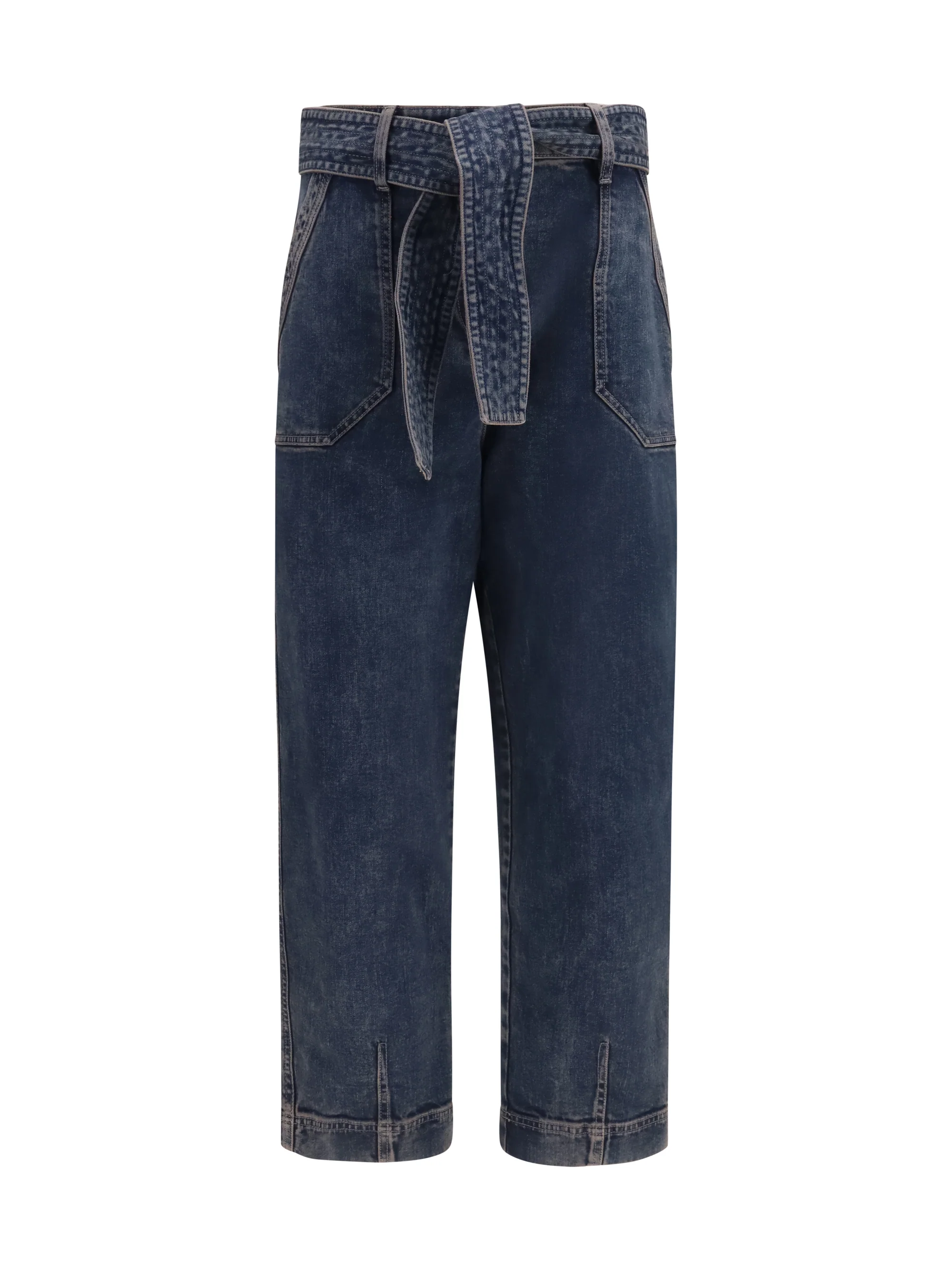 wide-leg jeans with belt