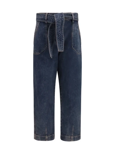 wide-leg jeans with belt