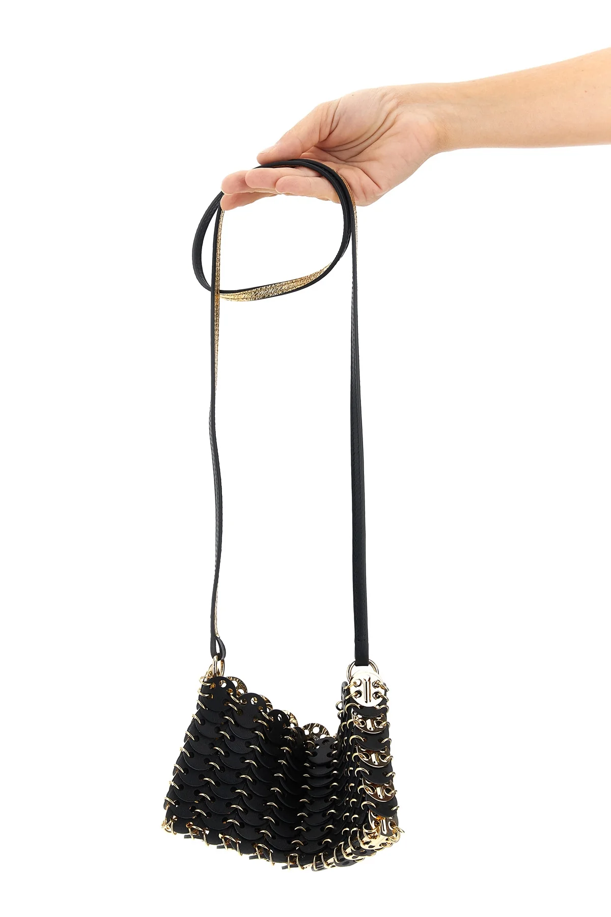 1969 nano flip reversible leather and metal shoulder strap