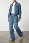 le de-nîmes large medium washed cotton denim jeans