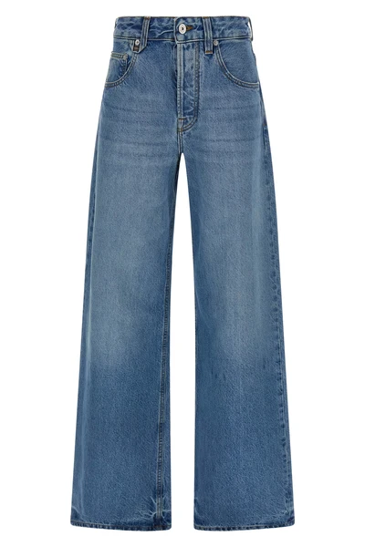 le de-nîmes large medium washed cotton denim jeans