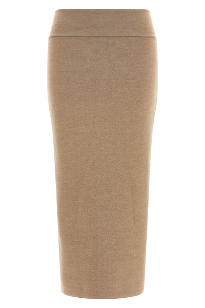 la jupe maille doppio midi skirt in a heavy merino mélange wool blend knit