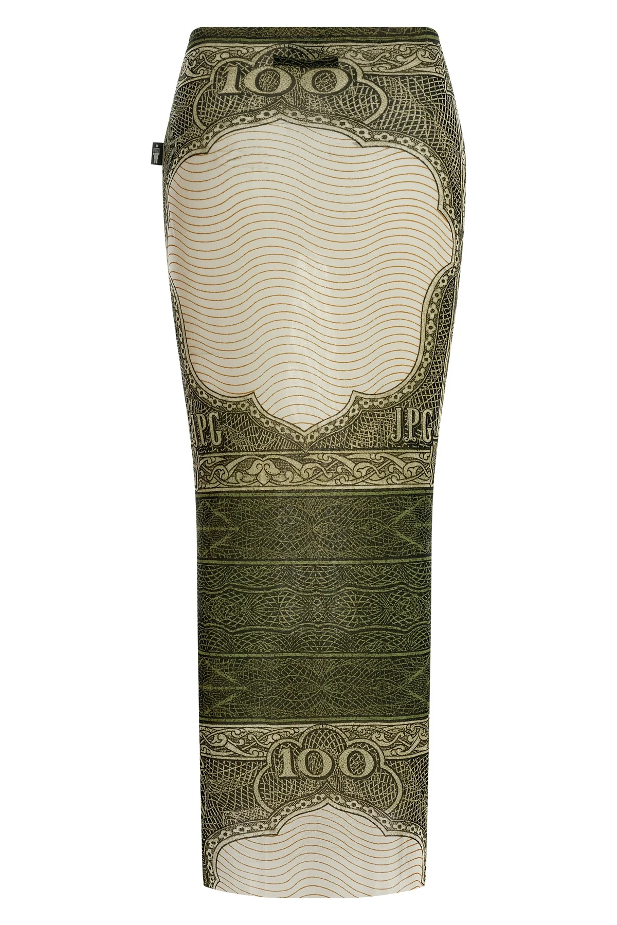 re-edition - the green cartouche long skirt in semi-transparent stretch tulle