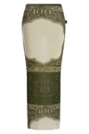 re-edition - the green cartouche long skirt in semi-transparent stretch tulle