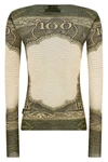 re-edition - the green cartouche top in semi-transparent stretch tulle