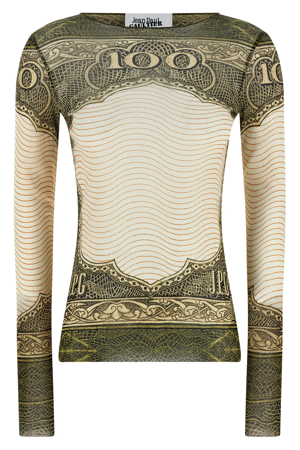 re-edition - the green cartouche top in semi-transparent stretch tulle