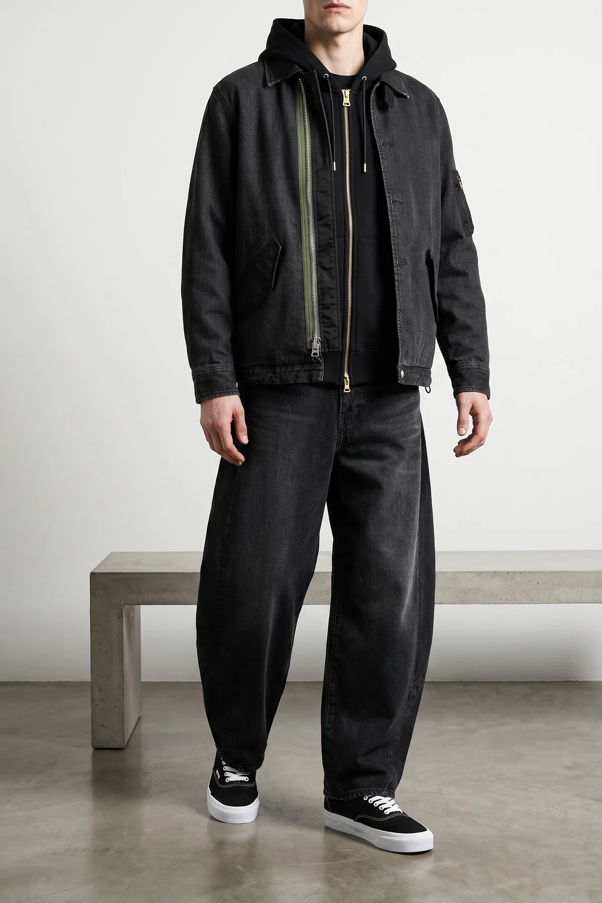 SACAI 2 garment-dyed cotton denim jacket