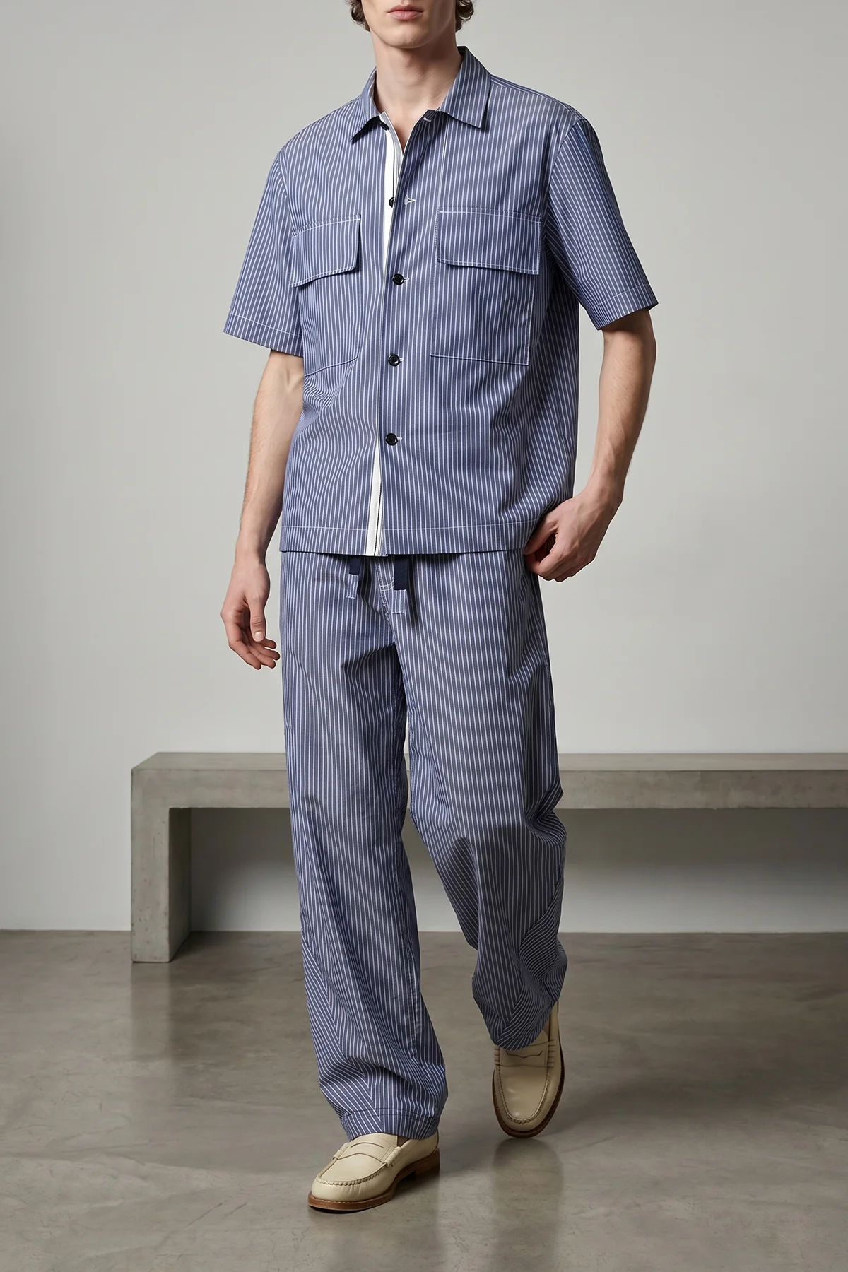 SACAI 4 striped cotton poplin shirt