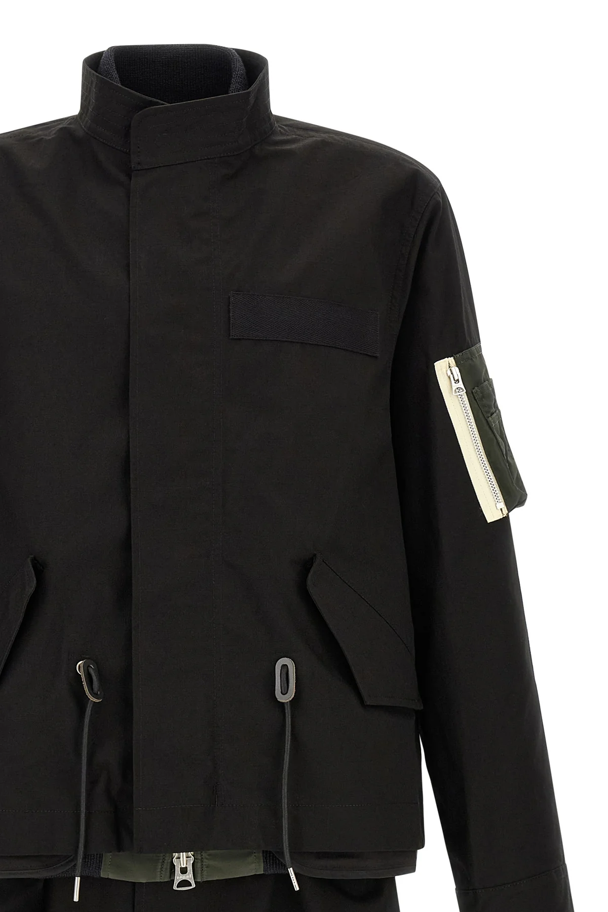 the sacai nylon twill x rip stop coat