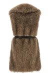the blancha tipping goat cashmere vest is made of long-haired shearling in a n