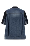 denim x knit cotton denim cardigan