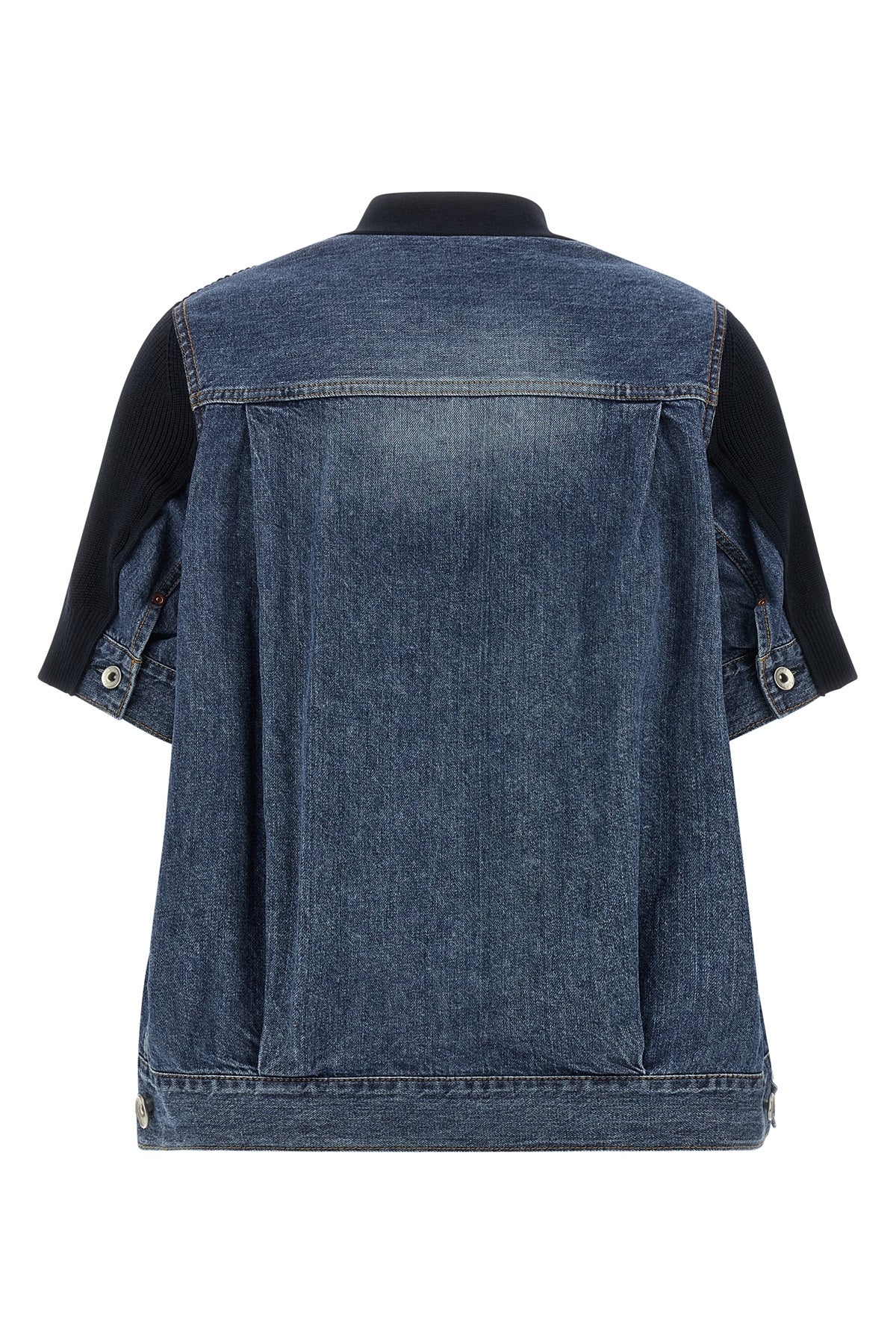 denim x knit cotton denim cardigan