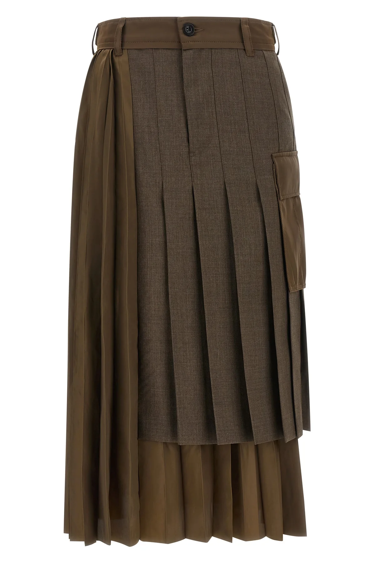 the sacai midi skirt redefines the codes of contemporary tailoring through a hyb