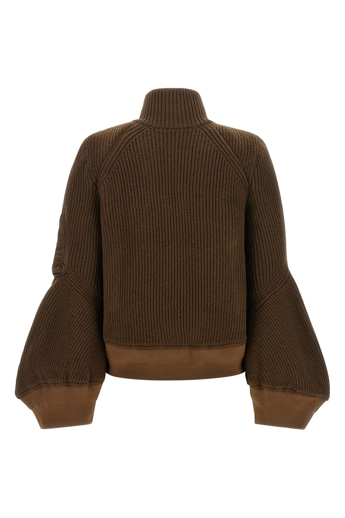 SACAI 2 the sacai pure brown wool cropped blouson features a thick ribbed pattern that d