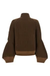 the sacai pure brown wool cropped blouson features a thick ribbed pattern that d