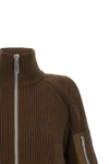the sacai pure brown wool cropped blouson features a thick ribbed pattern that d