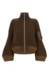 the sacai pure brown wool cropped blouson features a thick ribbed pattern that d