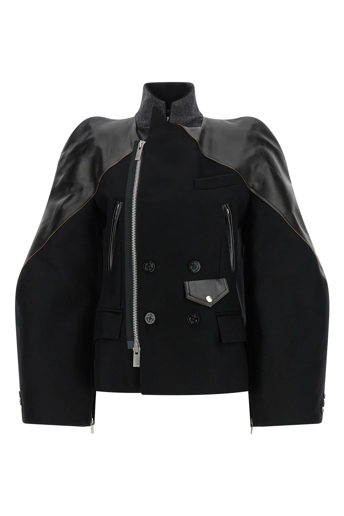 the sacai jacket redefines outerwear through a complex hybrid construction