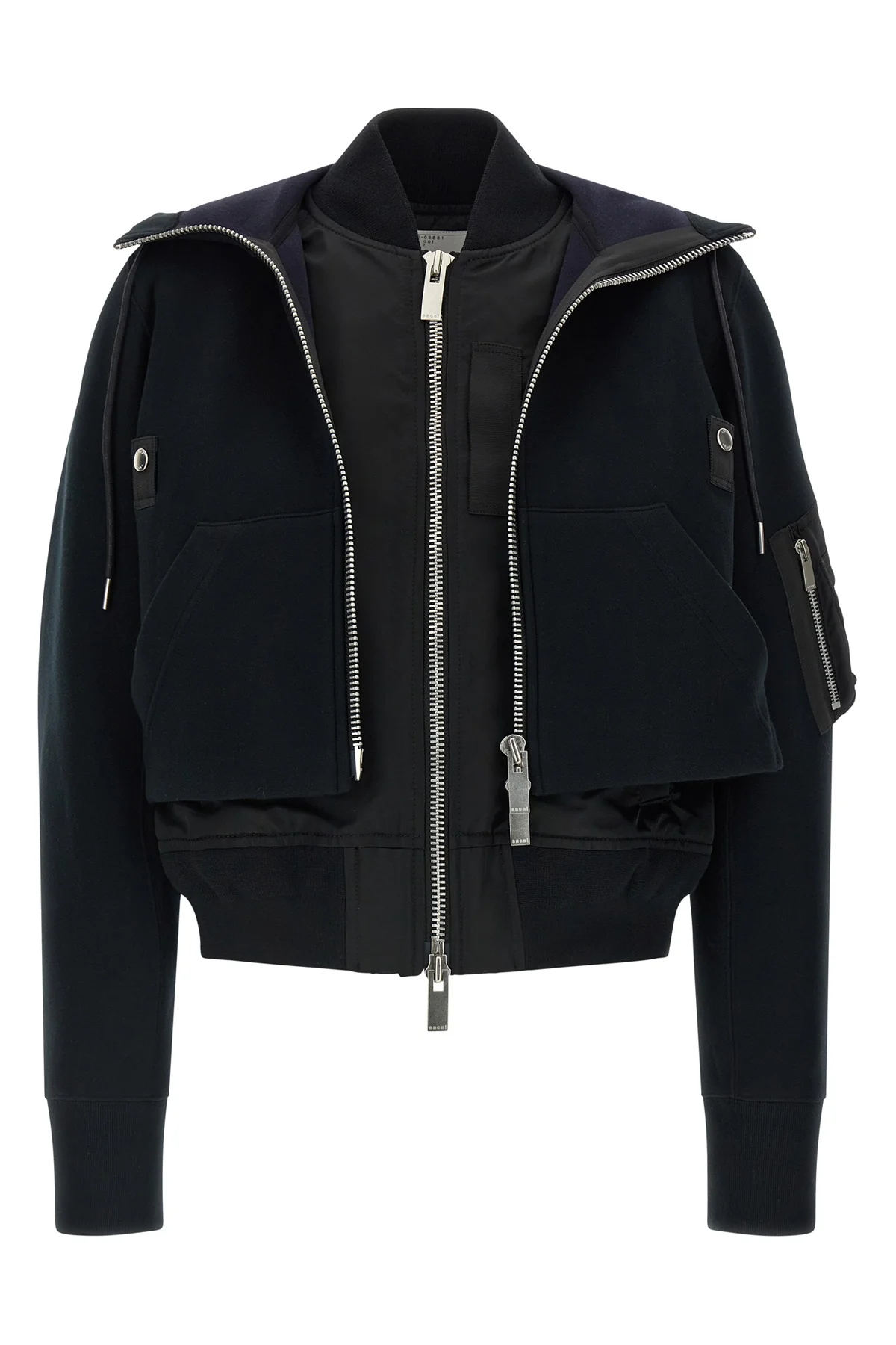 sacais double-layer bomber jacket redefines streetwear codes through a complex