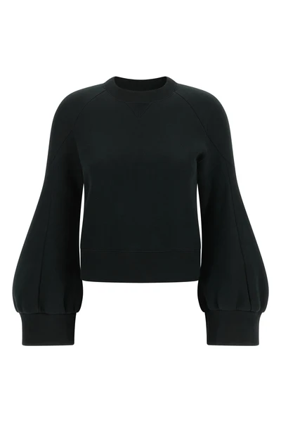 the sacai sweatshirt redefines the volumes of sports knitwear through a sartoria