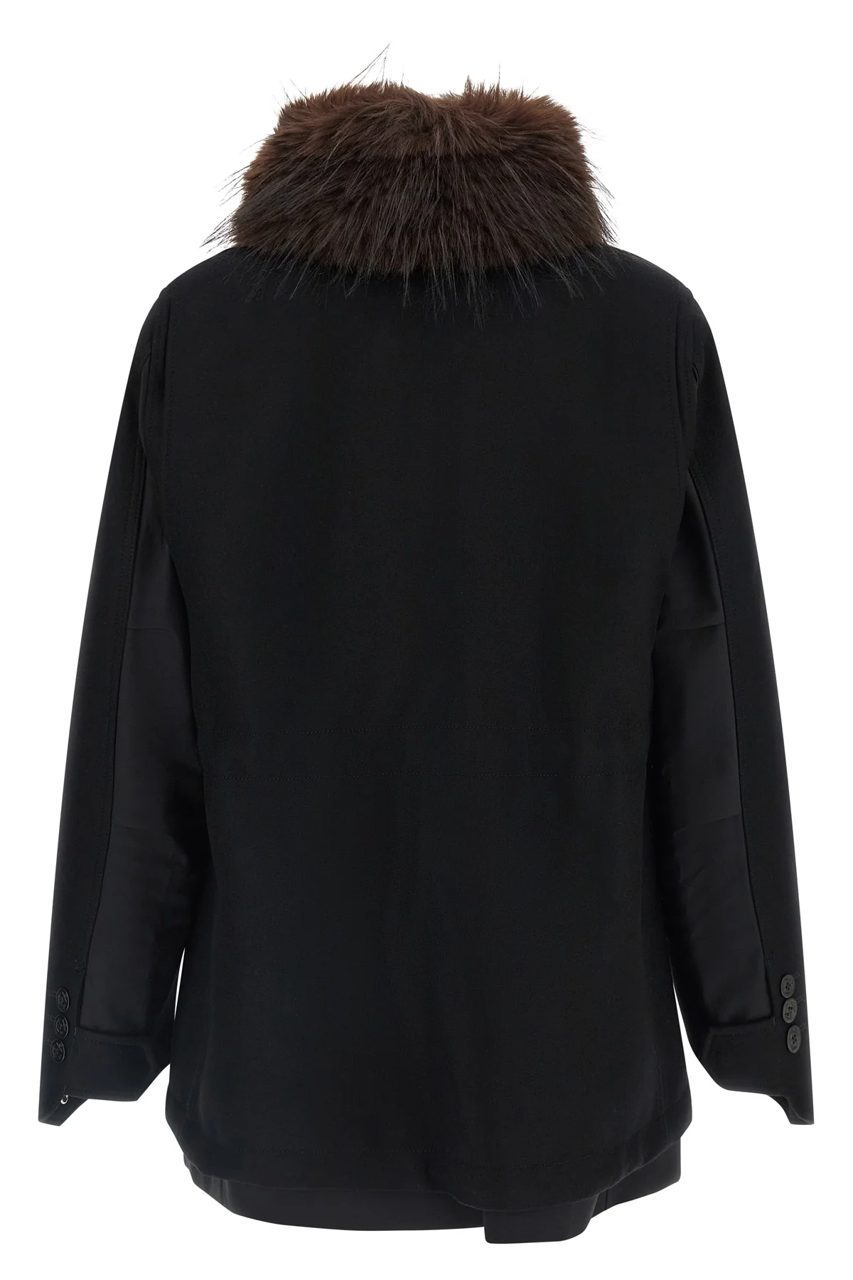 SACAI 2 the sacai black jacket redefines the codes of outerwear through a complex hybrid
