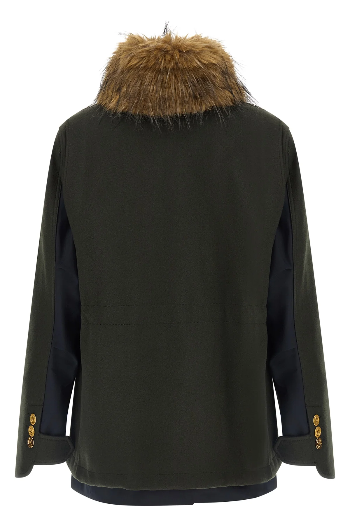 the sacai jacket redefines the codes of outerwear through a complex hybrid const