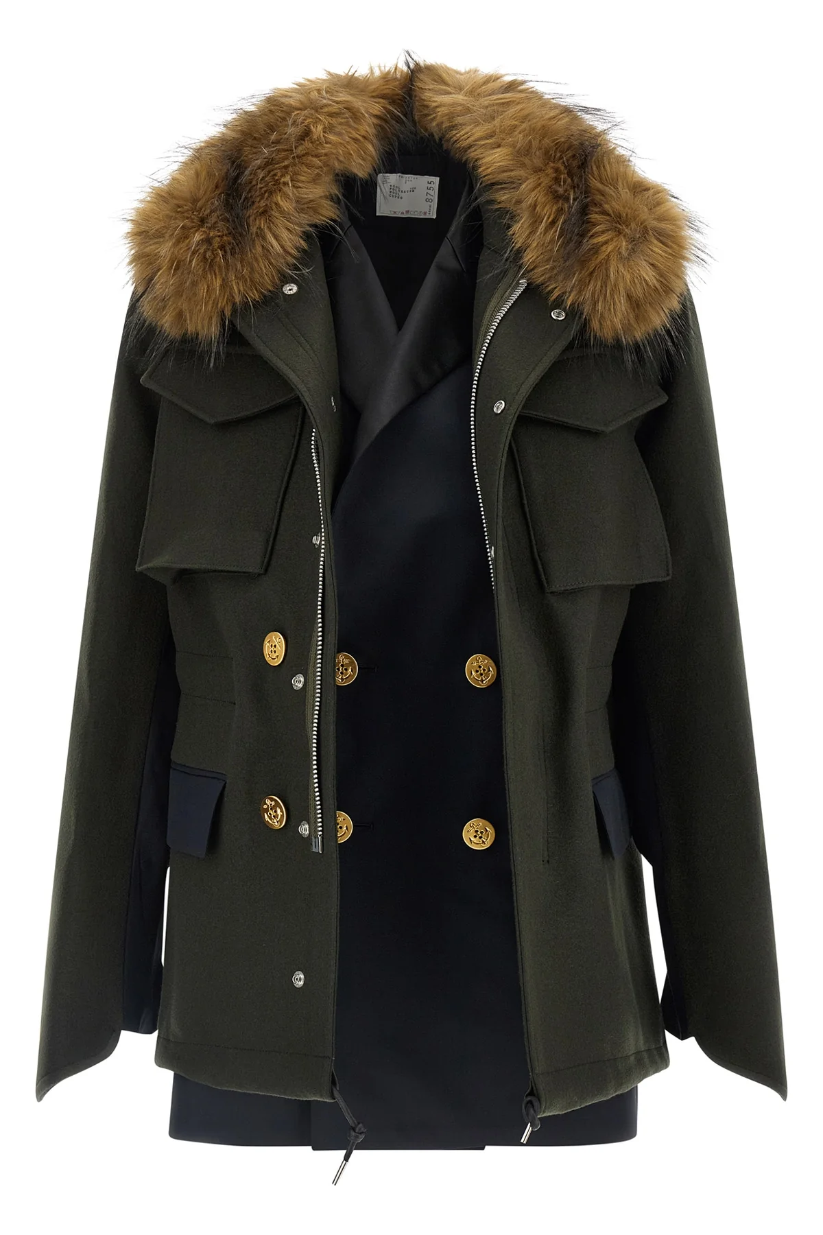 the sacai jacket redefines the codes of outerwear through a complex hybrid const