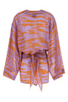 il primo bagno mini dress in light all-over animal print cotton muslin
