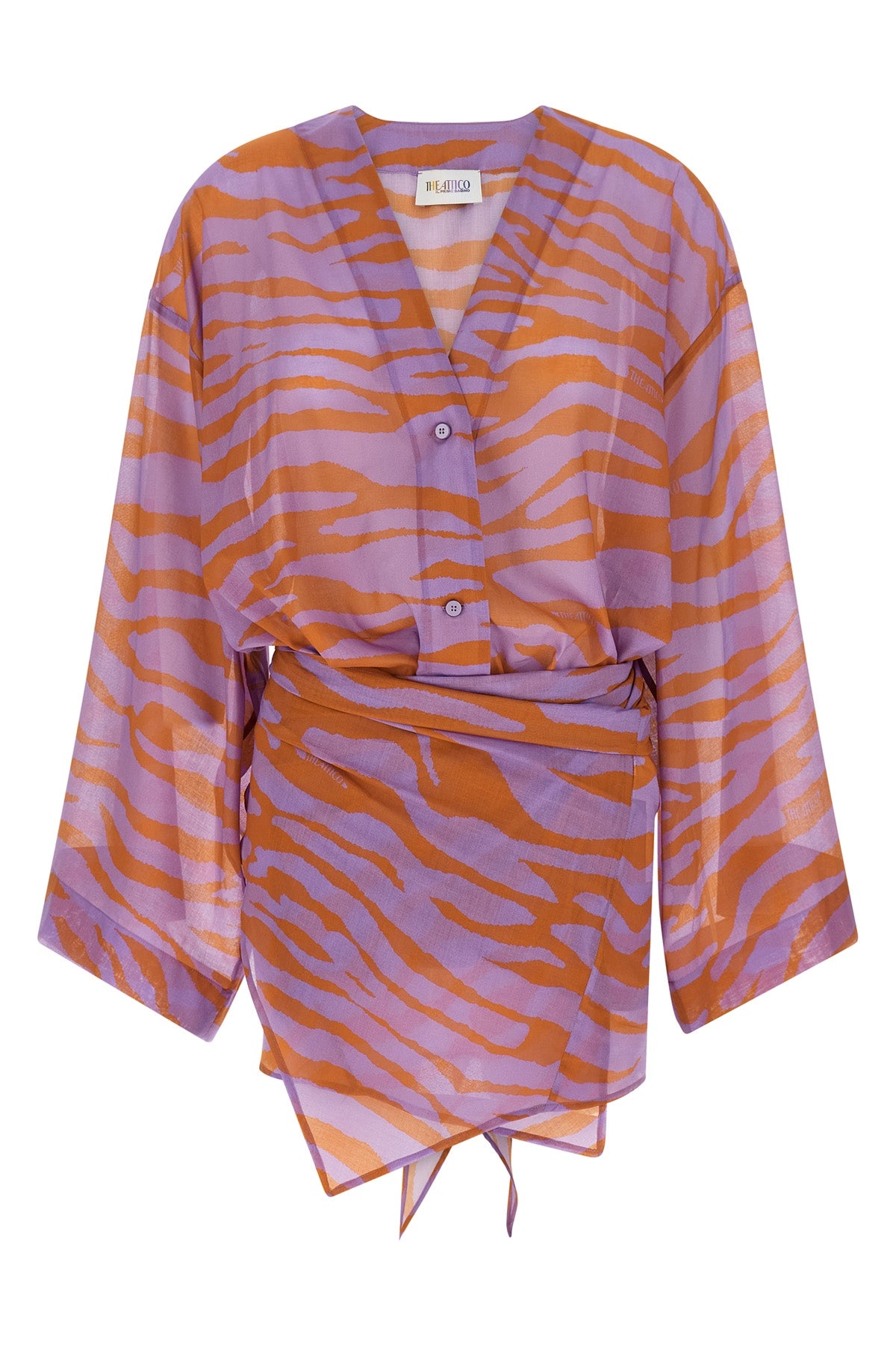 THE ATTICO 36 il primo bagno mini dress in light all-over animal print cotton muslin