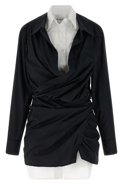 double layer mini dress in stretch cotton poplin