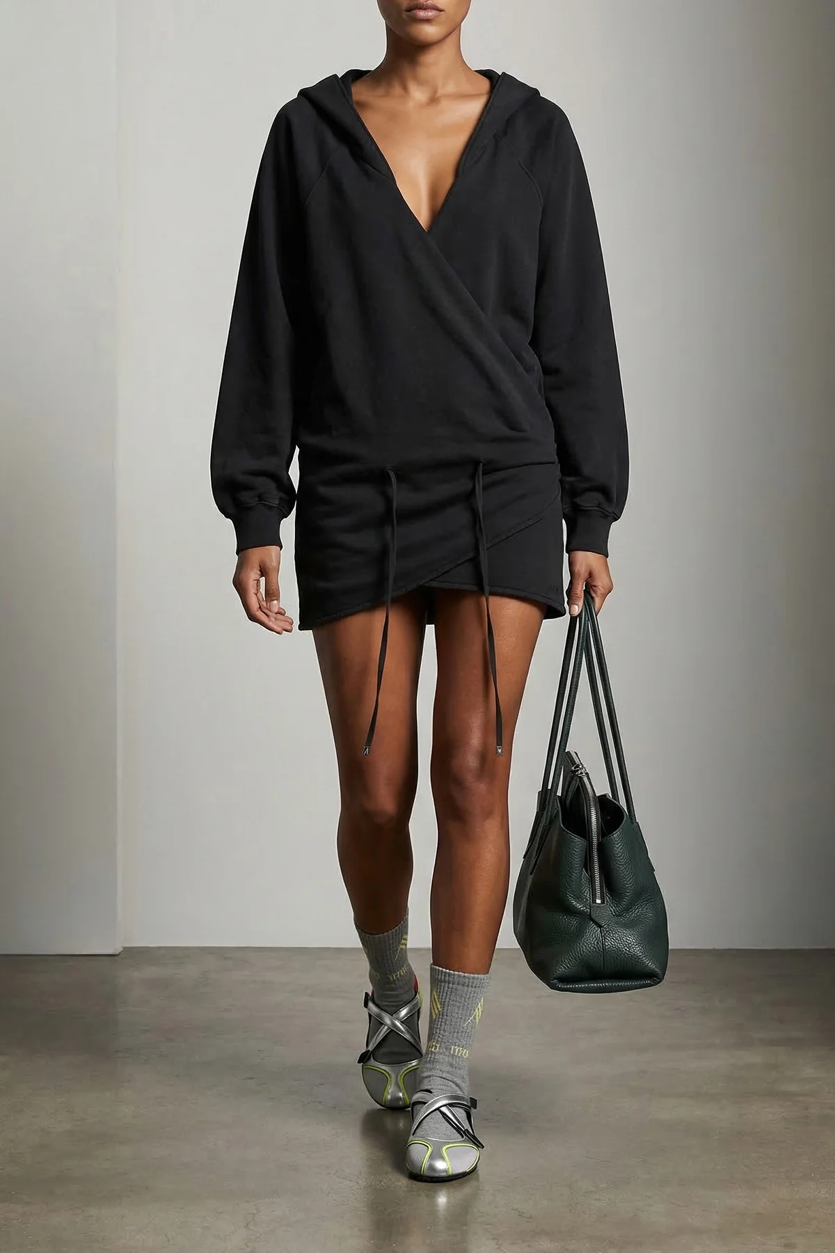 faded american fleece hooded mini dress