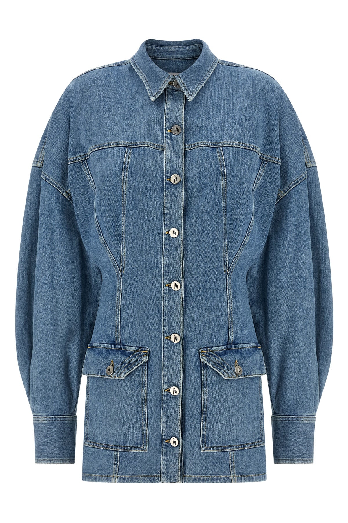 THE ATTICO 36 mini dress in stretch washed cotton denim