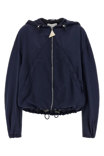 overdyed nylon hooded bomber jacket