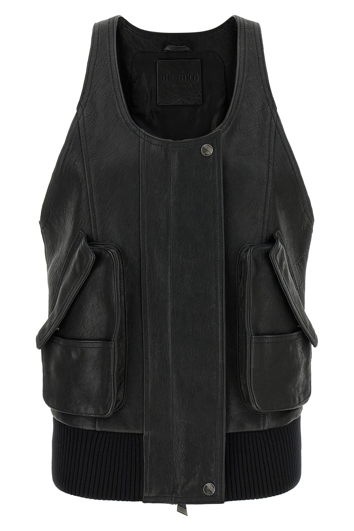 THE ATTICO 40 hammered leather blouson vest