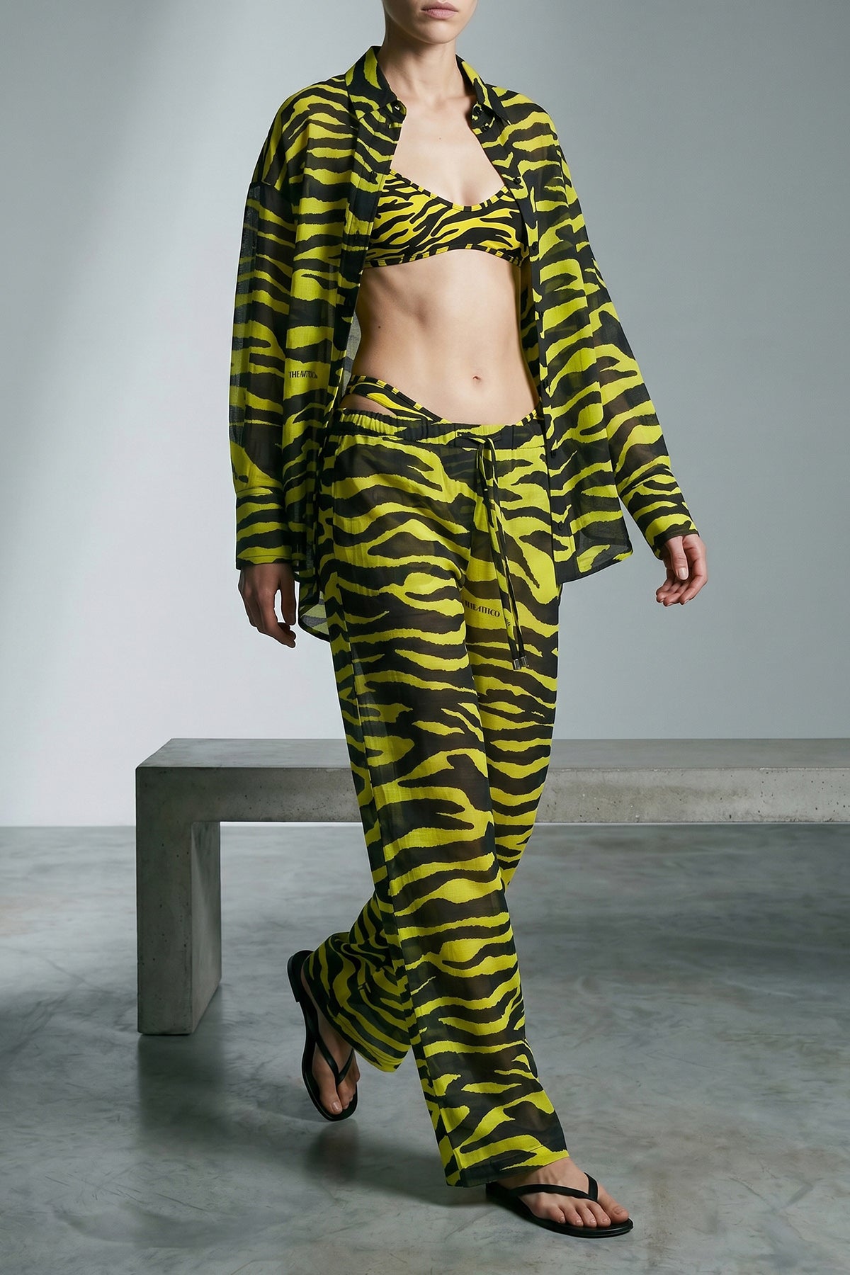 THE ATTICO 42 il primo bagno trousers in light all-over animal print cotton muslin