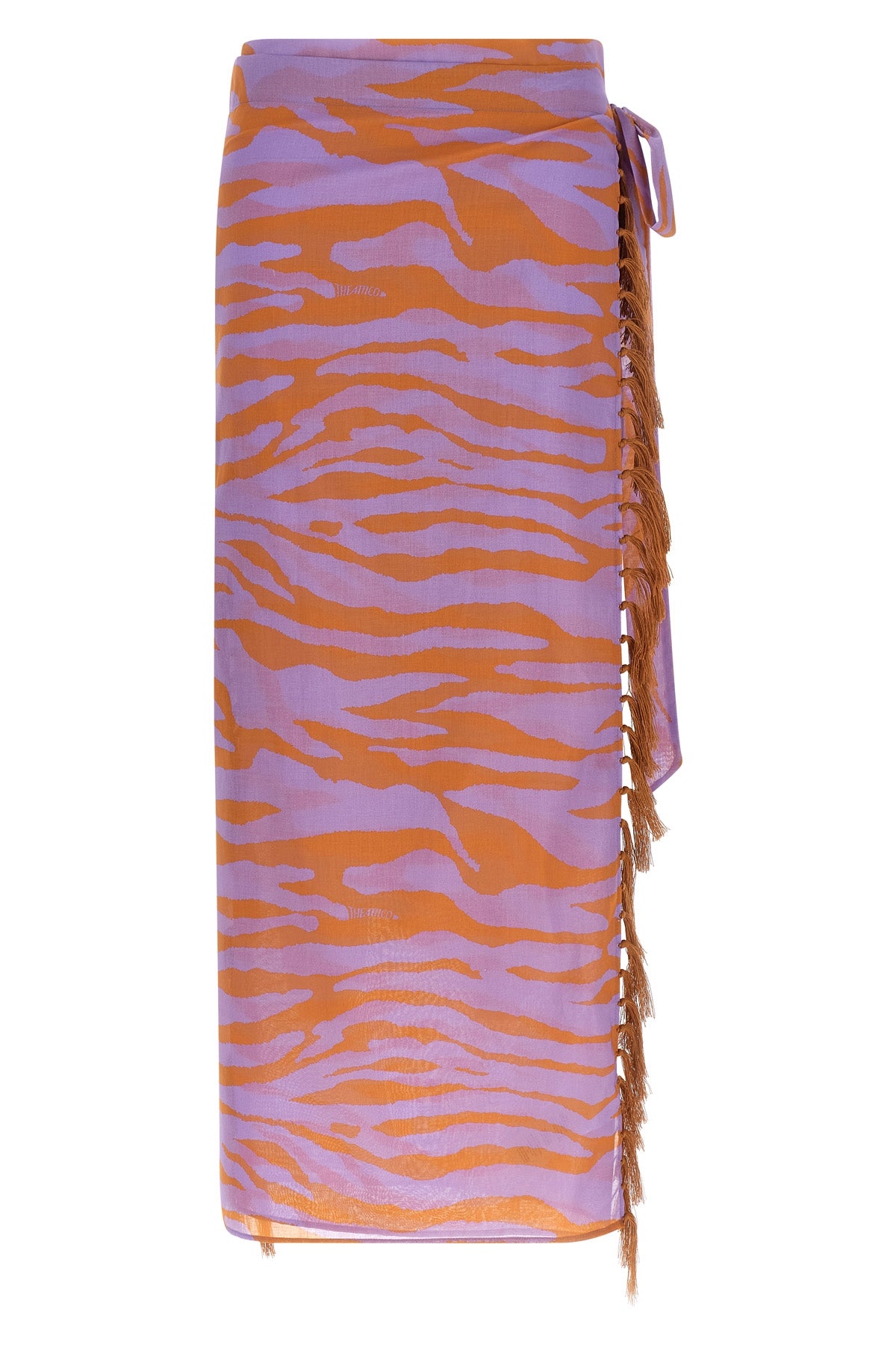 THE ATTICO OS il primo bagno sarong skirt in light all-over animal print cotton muslin