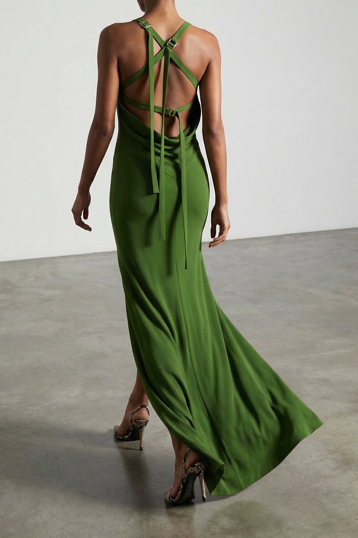 THE ATTICO 38 long dress in viscose and silk blend jersey
