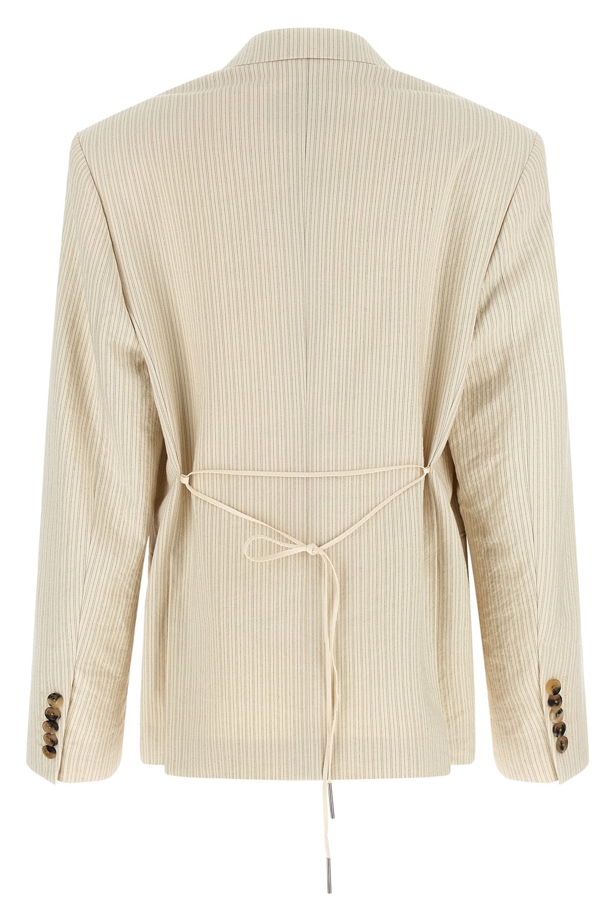 DRIES VAN NOTEN S bosea bis striped crinkled cotton blend blazer jacket