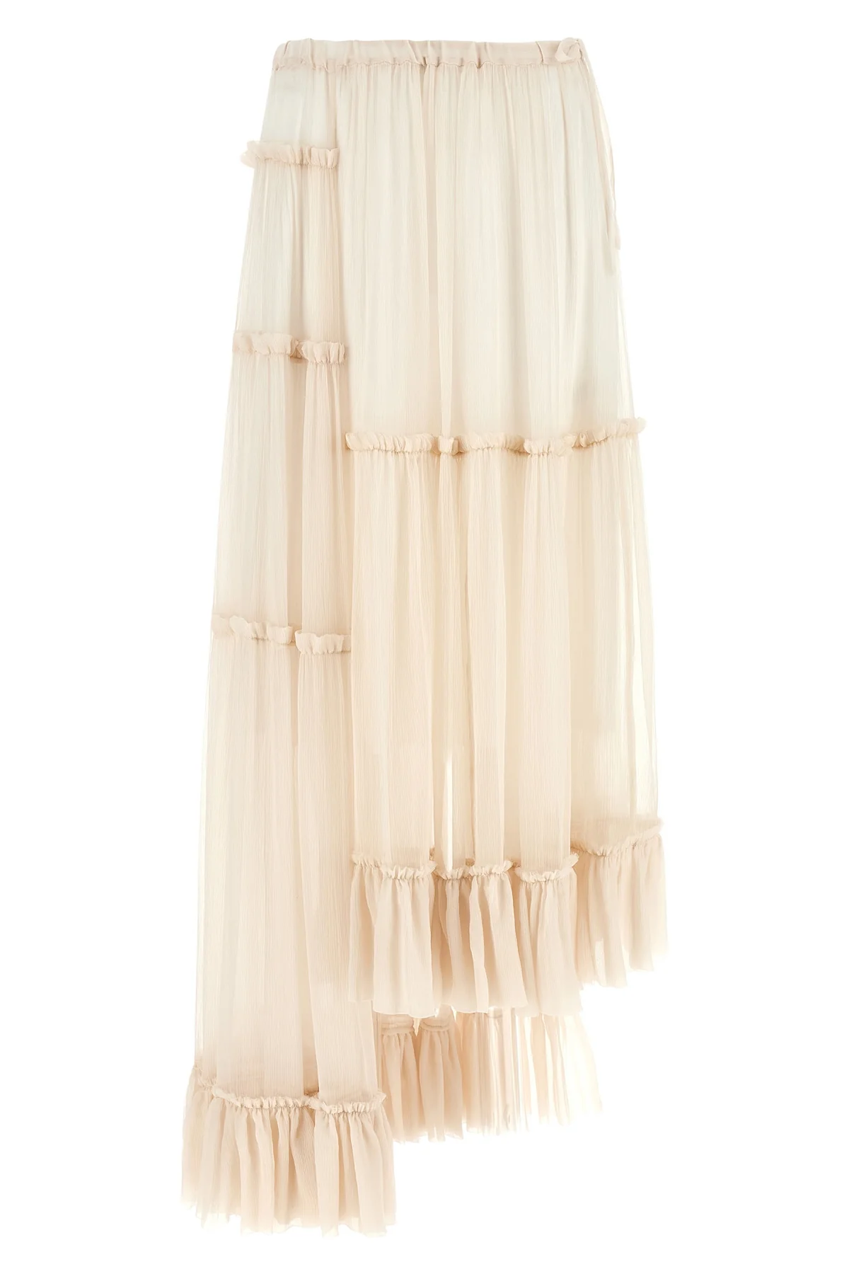 sunia bis long skirt in semi-transparent washed muslin silk
