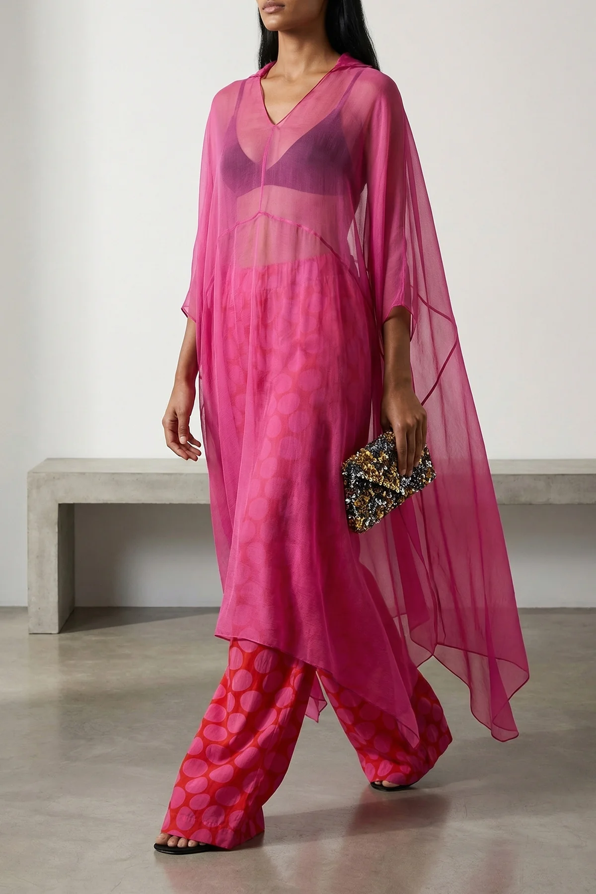 DRIES VAN NOTEN S ducy midi dress in semi-transparent silk