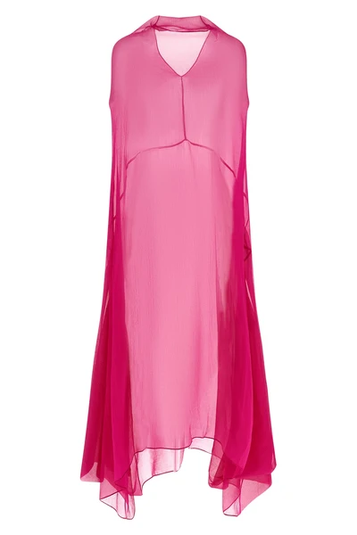 ducy midi dress in semi-transparent silk