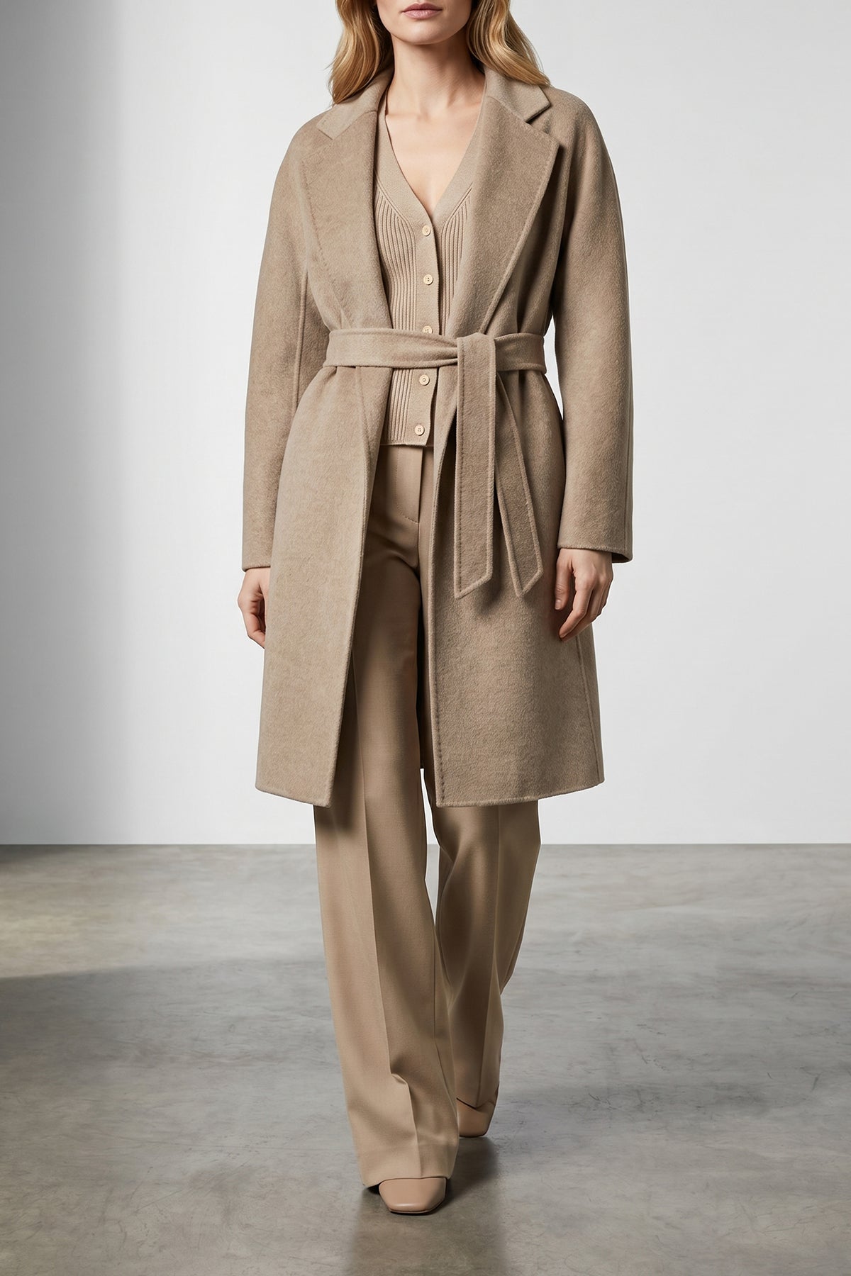MAX MARA 38 mxmaceri midi coat in double drap of hand-stitched pure cashmere finished