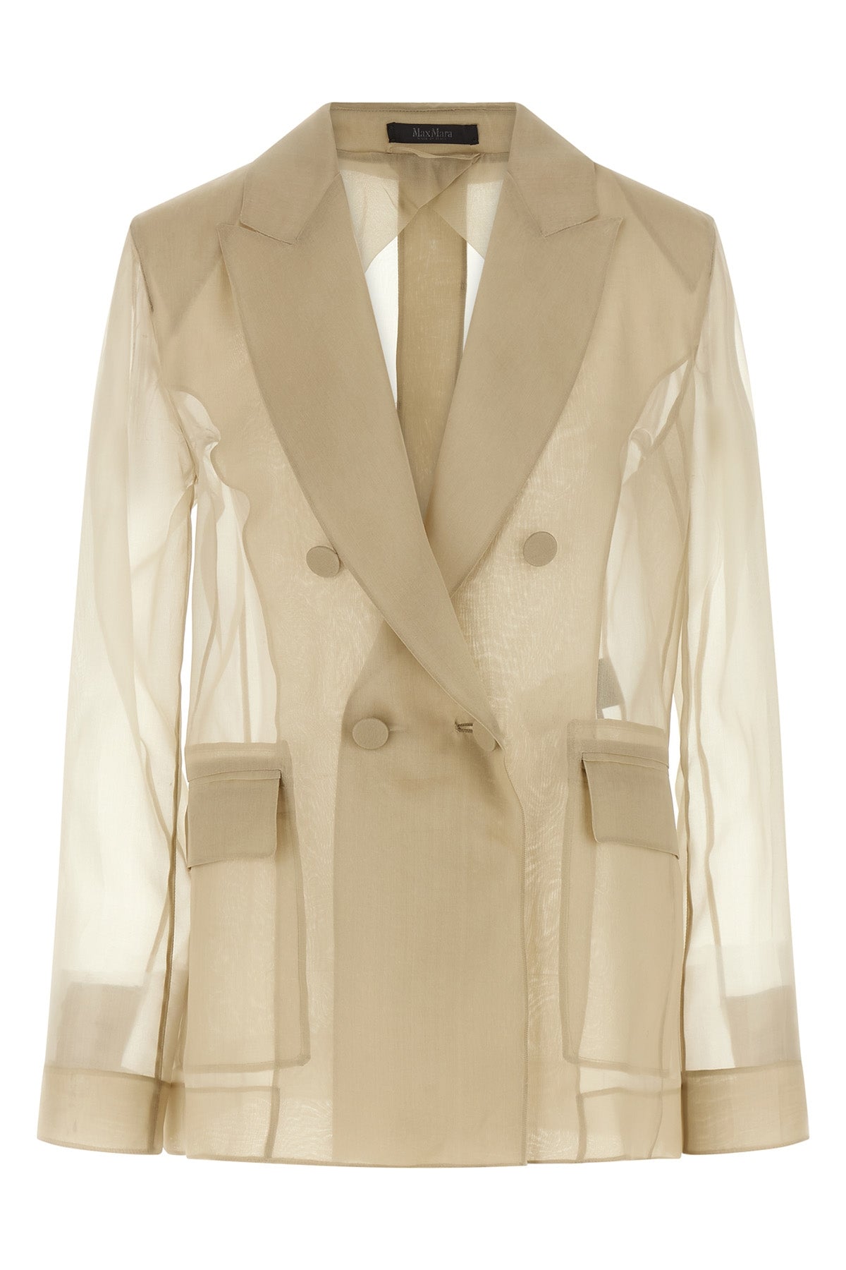 MAX MARA 38 mxeslogan double-breasted blazer in semi-transparent pure silk organza