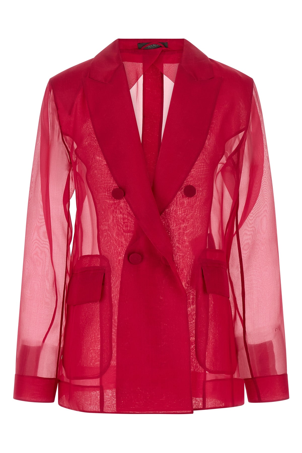 MAX MARA 38 mxeslogan double-breasted blazer in semi-transparent pure silk organza
