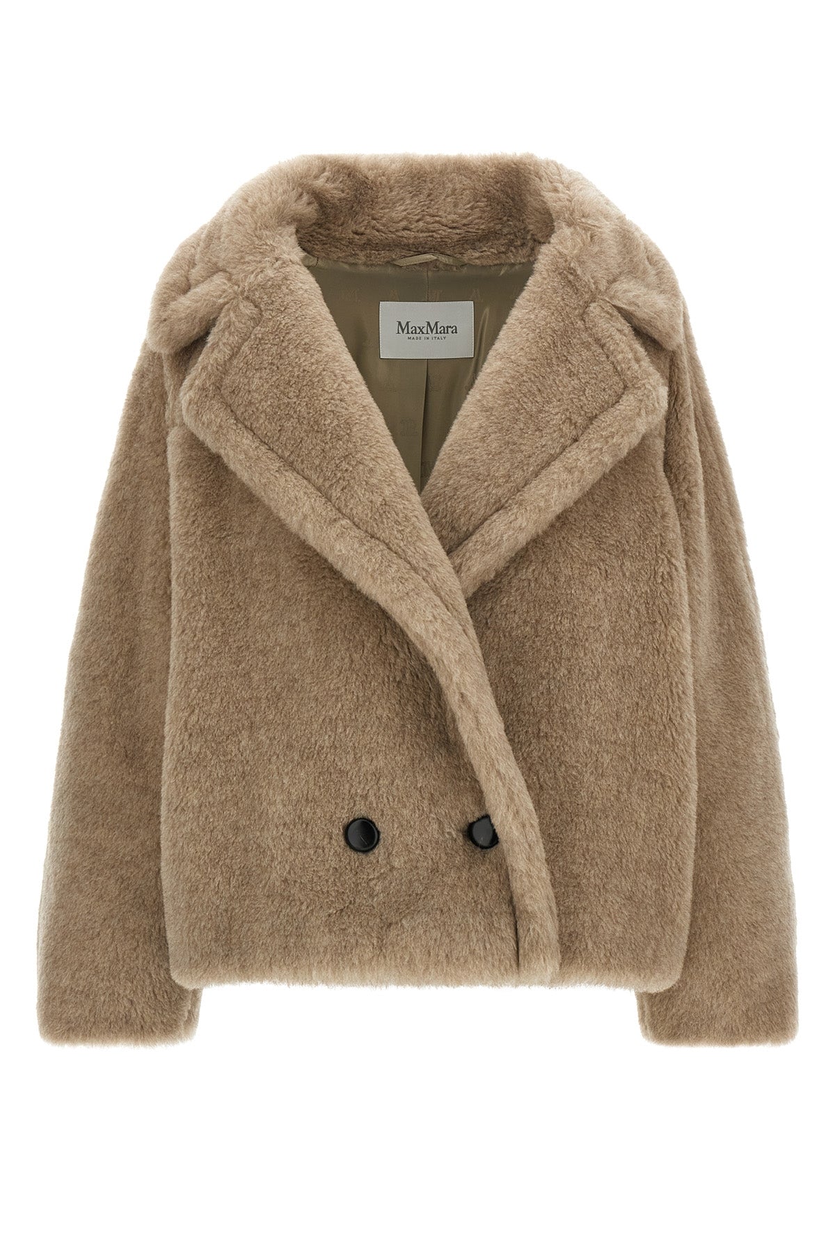 MAX MARA 40 mxmcambusa short coat in alpaca and cashmere teddy fabric on a silk base