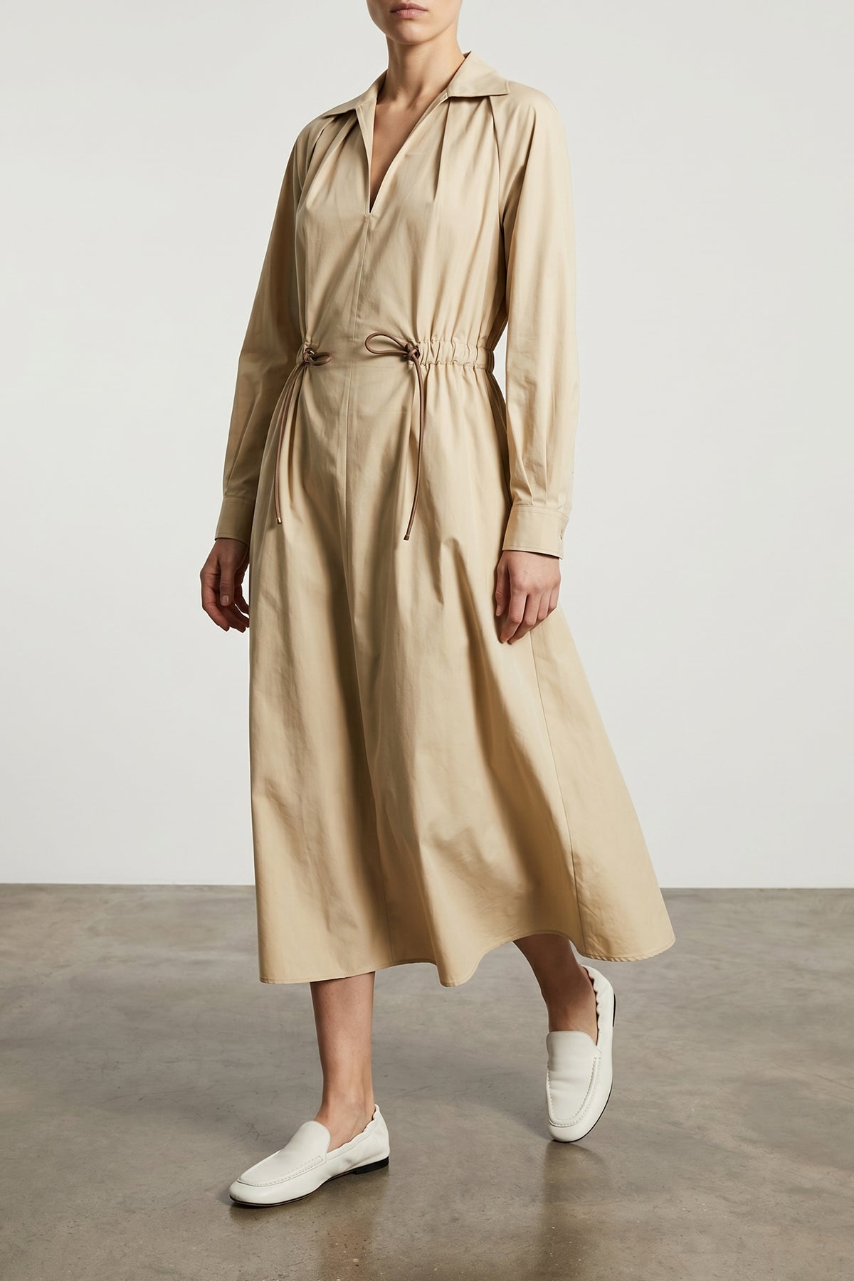 MAX MARA 38 long mxmpedaggi dress in pure cotton poplin