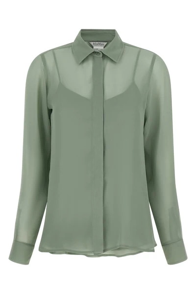 mxmgolfo semi-transparent pure silk crêpe de chine shirt